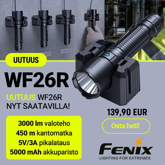 Uusi WF26R telakkaladattava taskulamppu, Fenix