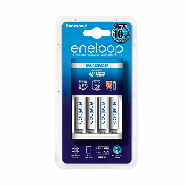 Verkkolaturi eneloop 4xAAA 750 mAh paristoilla