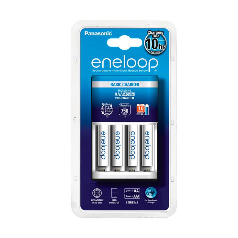 Verkkolaturi eneloop 4xAAA 750 mAh paristoilla