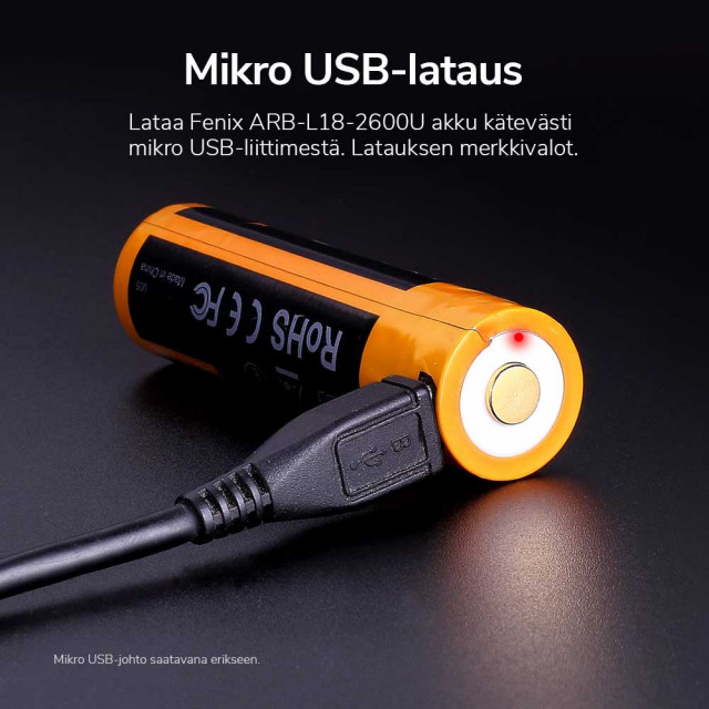 Akkuparisto Fenix ARB-L18-2600U 18650 USB Akkuparisto Fenix ARB-L18-2600U 18650 USB