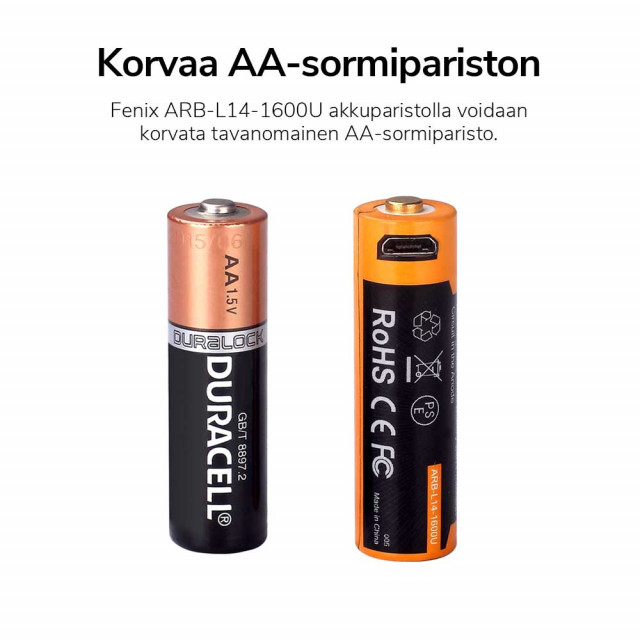 Akkuparisto Fenix ARB-L14-1600U 14500 USB Akkuparisto Fenix ARB-L14-1600U 14500 USB