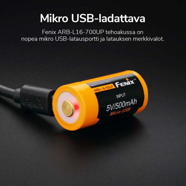 Akkuparisto Fenix ARB-L16-700UP 16340 USB Akkuparisto Fenix ARB-L16-700UP 16340 USB