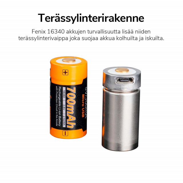 Akkuparisto Fenix ARB-L16-700U 16340 USB