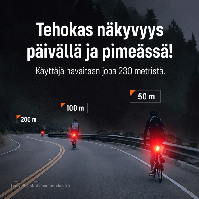 Pyörän takavalo Fenix BC05R V2.0, 15 lm Pyörän takavalo Fenix BC05R V2.0, 15 lm