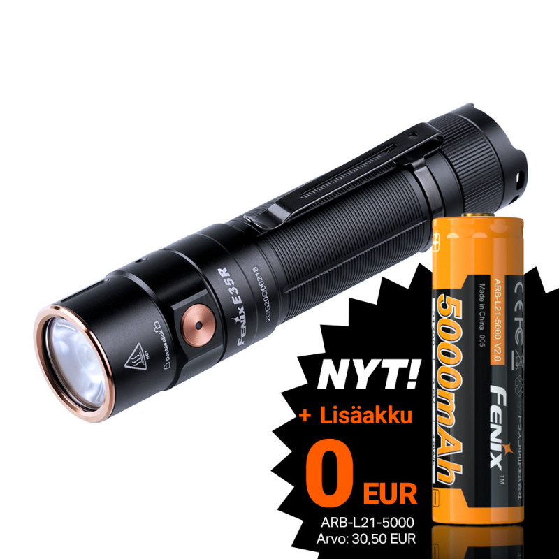 Taskulamppu Fenix E35R, 3100 lm + lisäakku