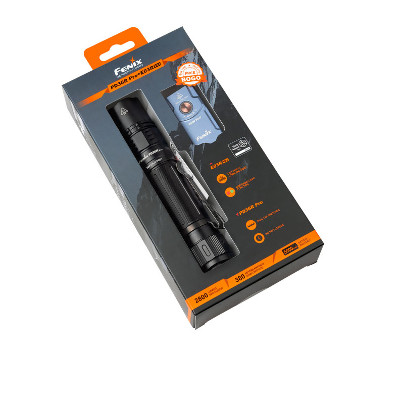 Taskulamppu Fenix PD36R PRO + E03R V2.0 paketti