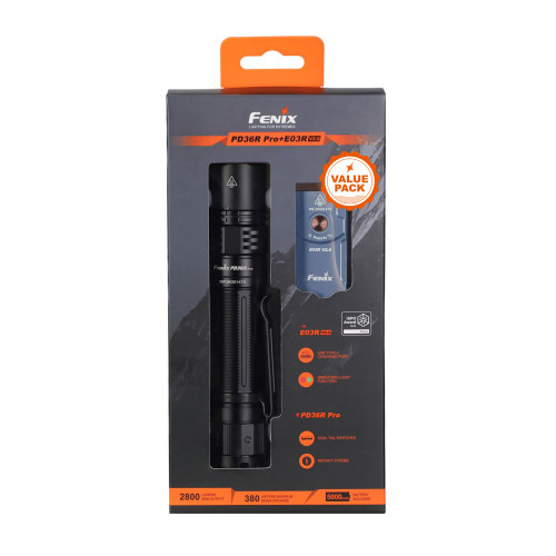 Taskulamppu Fenix PD36R PRO + E03R V2.0 paketti