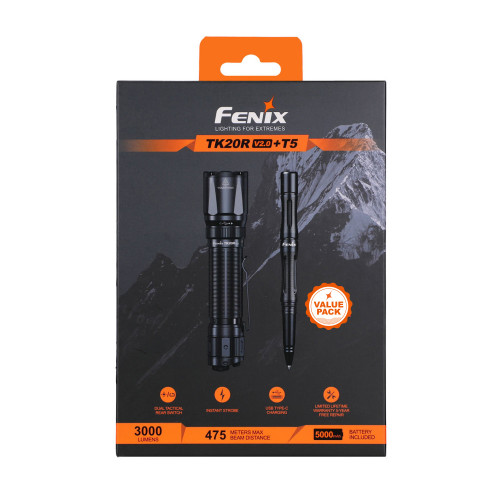 Taskulamppu Fenix TK20R V2, 3000 lm + T5 taktinen kynä paketti