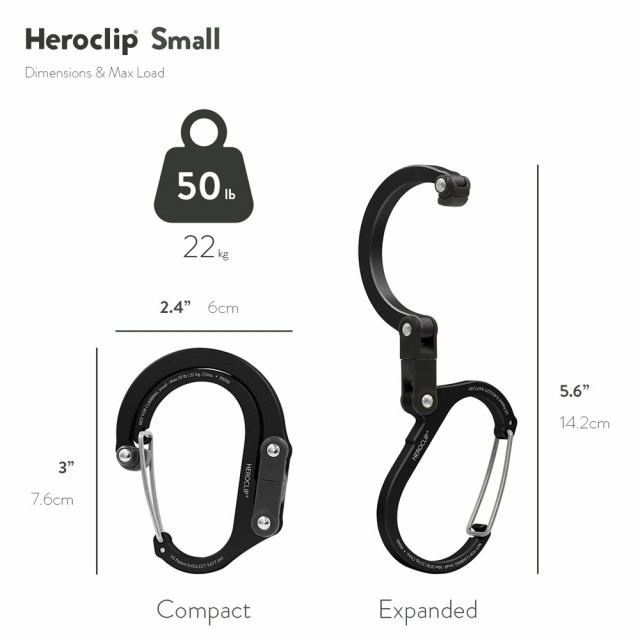 HEROCLIP Small versatile carabiner Stealth Black