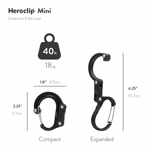 Tarvikesulkurengas HEROCLIP Mini, Stealth Black Tarvikesulkurengas HEROCLIP Mini, Stealth Black