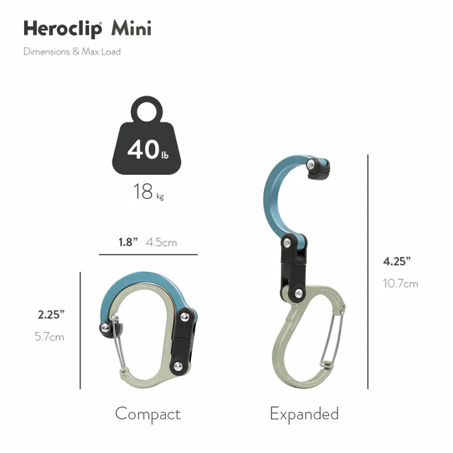 HEROCLIP Mini versatile carabiner Sea Grass